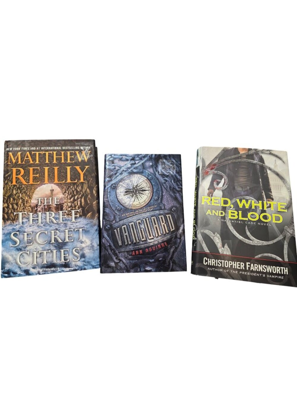 3 Thriller, Science Fiction Novels Hardcover Books Lot